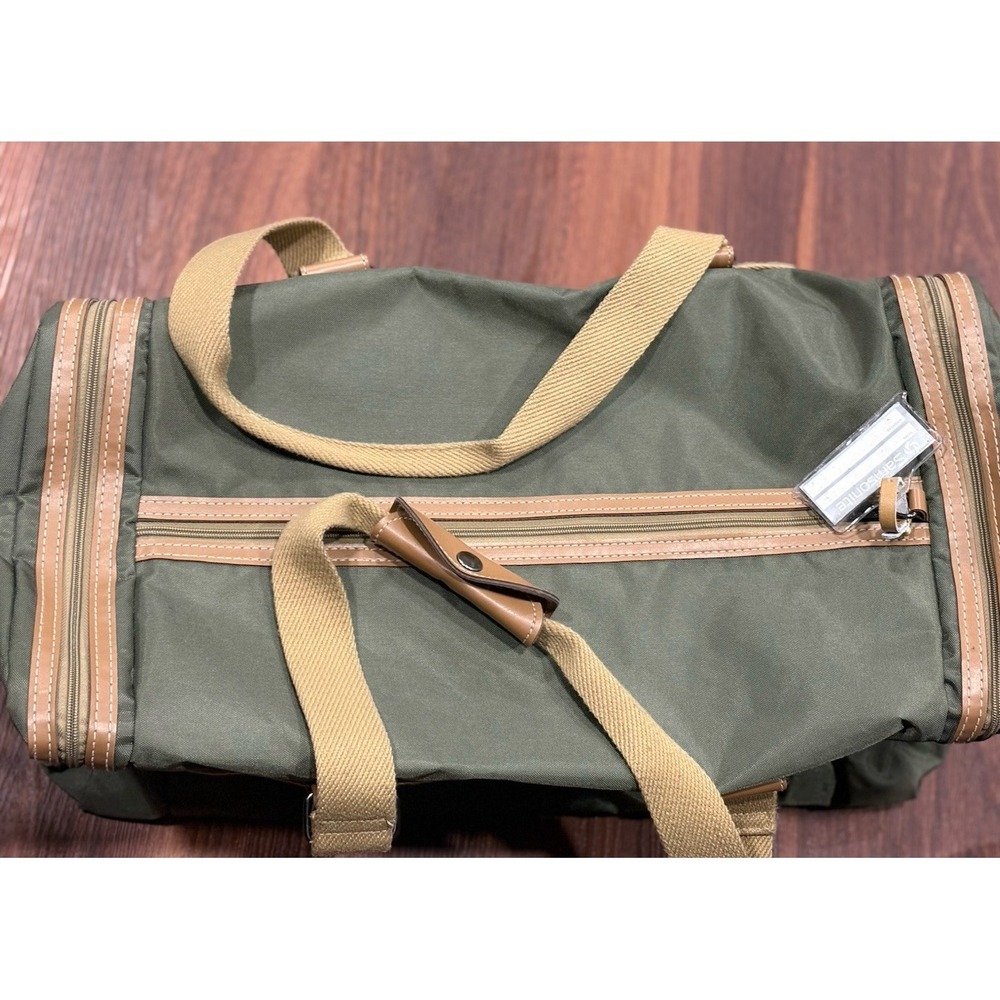 Samsonite‎ Green Tan Canvas Duffle Bag Heavy Duty Gym Travel Luggage - Picture 10 of 16